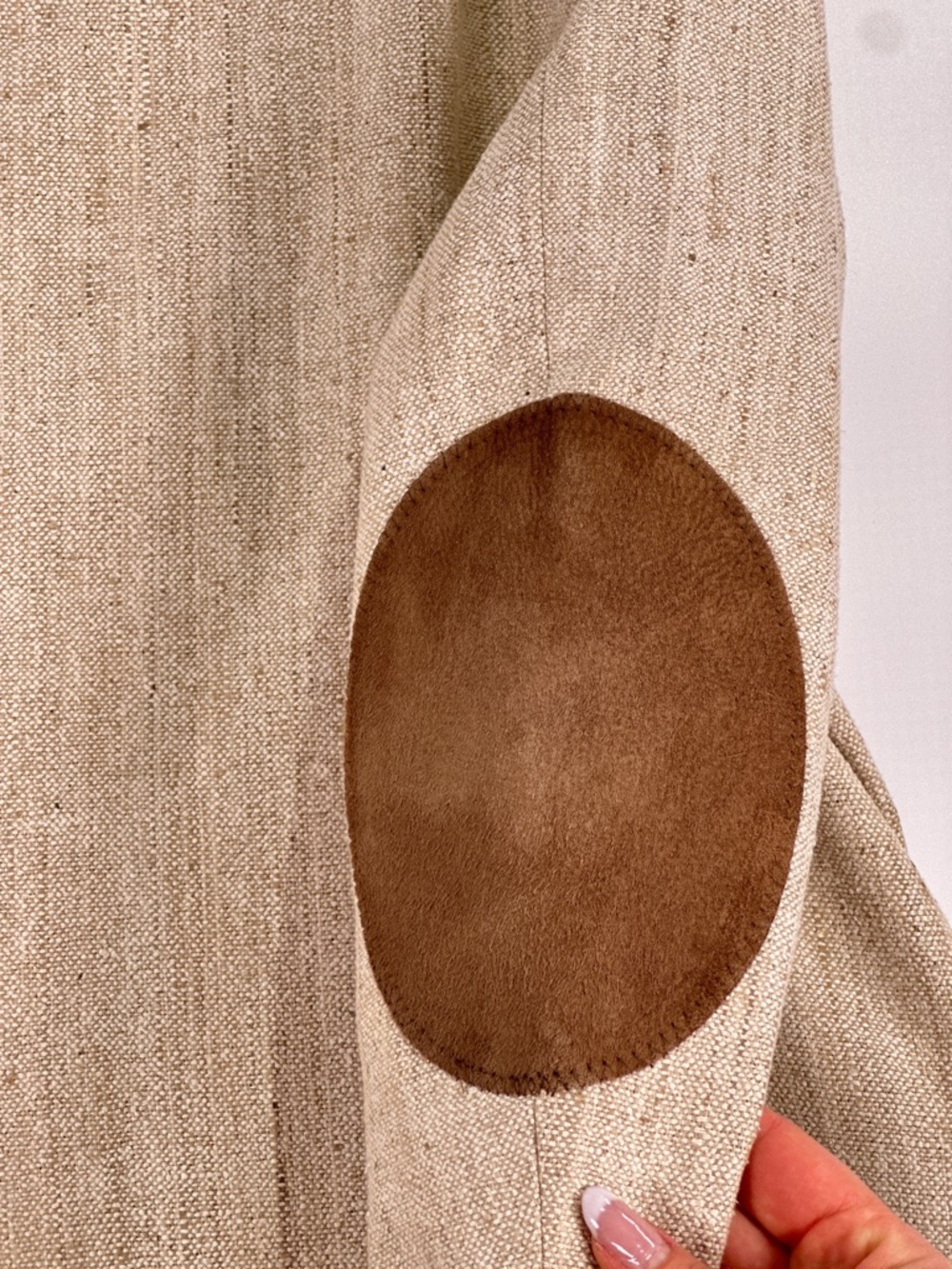 Orvis Vintage Suede Elbow Patch Blazer Hopsack Wool Blend Tan 46L - Picture 11 of 16